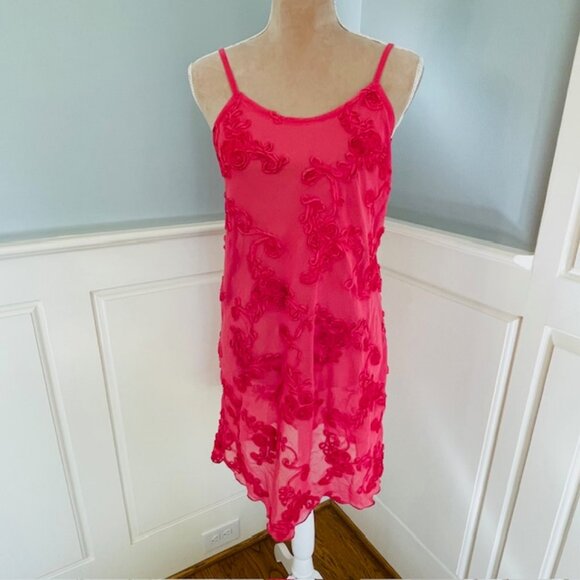 Verena Vintage Y2k Sheer Chiffon 3D Floral Embroidered Fairy Slip Dress Small - Picture 8 of 8